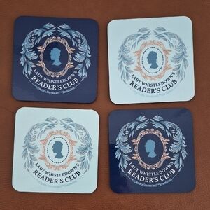 Netflix Lady Whistledown's Reader's Club Coasters - Blue and White